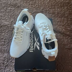 Reebok White Athletic Sneakers with Gum Accent